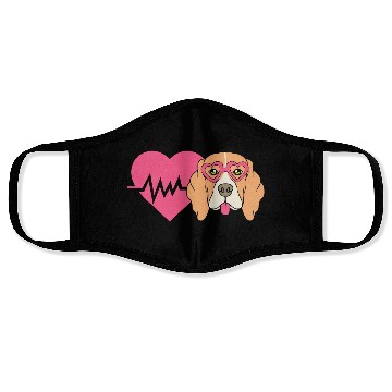 Discover Beagle Dog Mom Heartbeat Face Masks