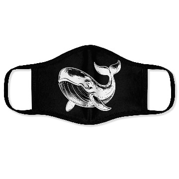 Discover Huge Smiling Blue Whale With Tail Fin Face Masks