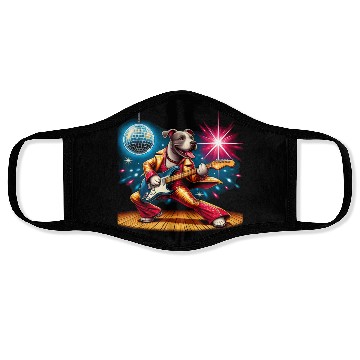 Discover Disco Ball Guitar dog Face Masks
