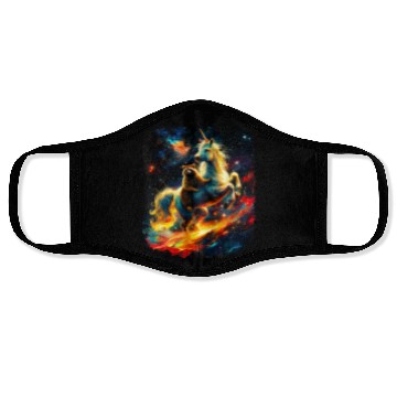 Discover Space Raccoon Riding unicorn Face Masks