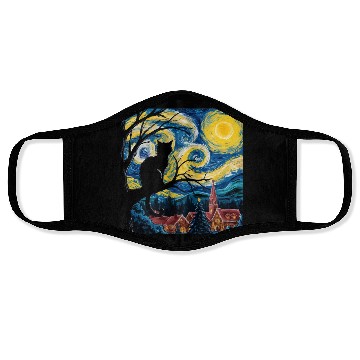 Discover Starry Night Cat Art Premium Face Masks