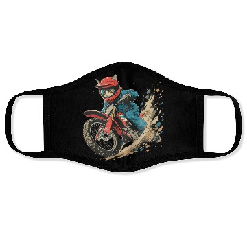 Discover Motocross rider Cat Premium Face Masks