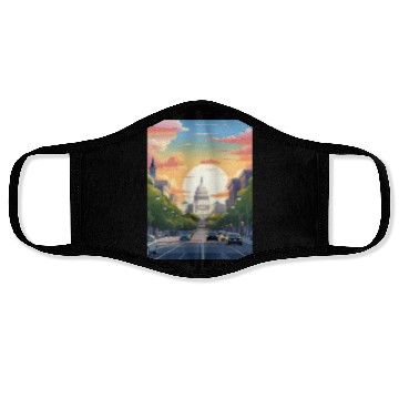 Discover Sunset in US Capitol Washington DC Face Masks
