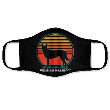 Discover Retro 80s Dog Silhouette Belgian Malinois Face Masks