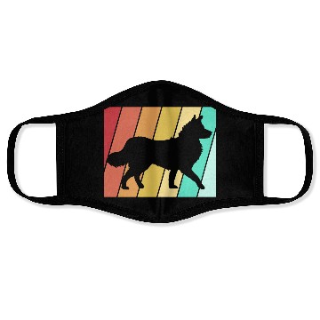 Discover Retro 80s Border Collie Dog Silhouette Face Masks