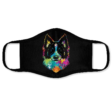 Discover Pop Art Style Dog Face Puppy Border Collie Face Masks