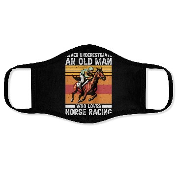 Discover Horse Racing Lover Old Man Face Masks
