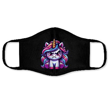 Discover Angry Unicorn Funny Saying Colorful Fun Motif Face Masks