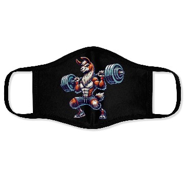Discover Llama Alpaca Barbell Weightlifting Workout Face Masks