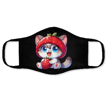 Discover Cute Cat Strawberry Fruit Hat Quirky Face Masks