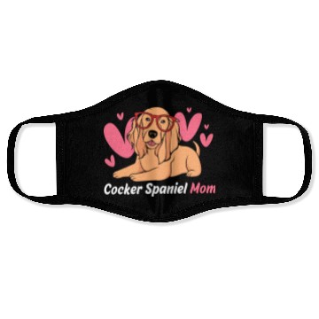 Discover Cute Cocker Spaniel Mom Dog With Glasses Face Masks
