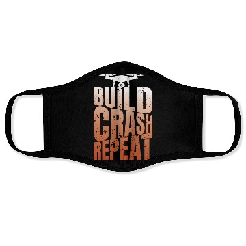 Discover Drone Saying Build Crash Repeat Funny Pilot Face Masks