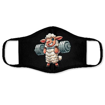 Discover Cute sheep lamb weightlifter fitness workout Face Masks