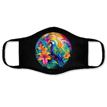 Discover circular-design-featuring-a-bustling-tropical Face Masks