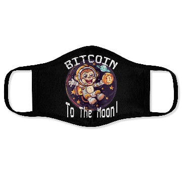 Discover Bitcoin Ape To The Moon BTC Face Masks