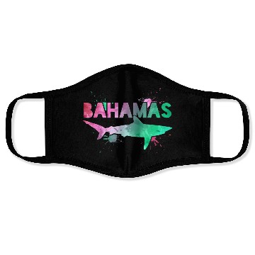 Discover Bahamas Shark Watercolor Souvenir Face Masks