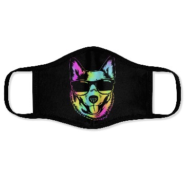 Discover Retro Australian Cattle Dog With Sunglasses Face Masks