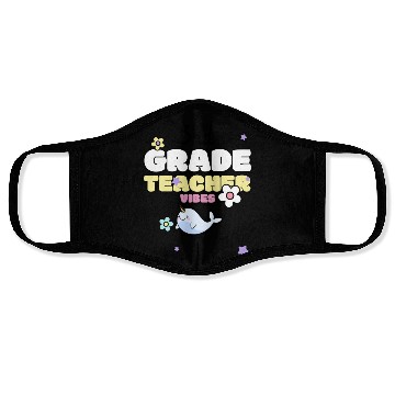 Discover 3rd Grade Teacher Vibes Face Masks