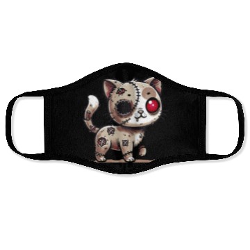 Discover scary zombie kawaii cat for halloween fun Face Masks