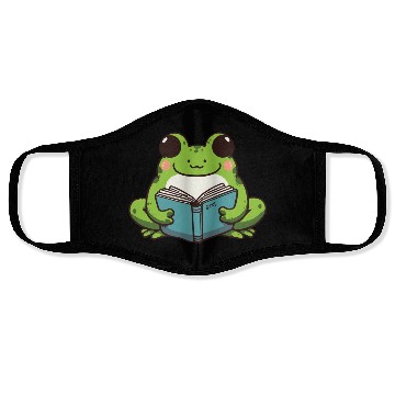 Discover cute book lover frog Face Masks