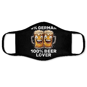 Discover 0% German 100% Beer Lover Funny Drinking Face Masks