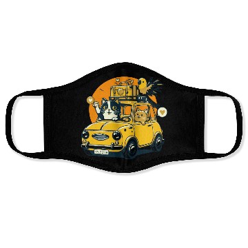 Discover Road Trip by Car : Life's Better with Cat Friends Face Masks