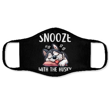 Discover Snooze with the husky |Snooze Mode Husky Edition Face Masks