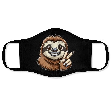 Discover Cute sloth showing teeth joy cartoon peace Face Masks