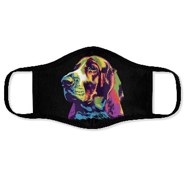 Discover Colorful Basset Hound Portrait Art Face Masks
