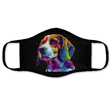 Discover Colorful Beagle Dog Portrait Art Face Masks