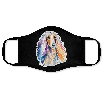 Discover Afghan Hound Dog Watercolor Face Masks