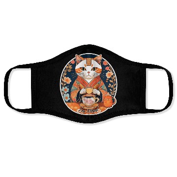 Discover Tea ceremony tea ritual cat drinking tea Face Masks
