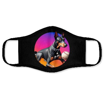 Discover Doberman baseball player Face Masks