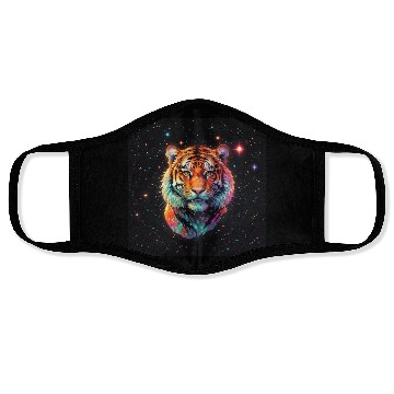 Discover Tiger watching from the stars Face Masks