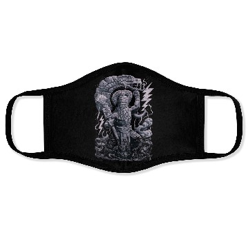 Discover Maya God Mayan Mythology Chaac with Lightning and Face Masks