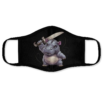 Discover Hippo With a Sword Face Masks