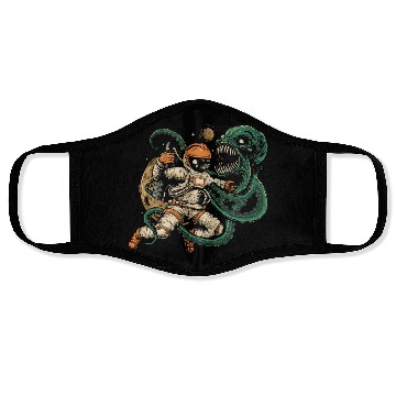 Discover Astronaut vs. Octopus: Epic Space Battle Face Masks