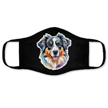 Discover Australian Shepherd Watercolor Face Masks
