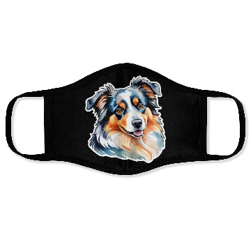 Discover Australian Shepherd Watercolor Face Masks