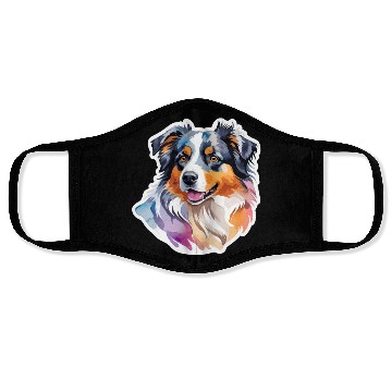 Discover Australian Shepherd Watercolor Face Masks