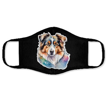 Discover Australian Shepherd Watercolor Face Masks