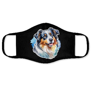 Discover Australian Shepherd Watercolor Face Masks