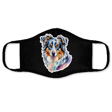 Discover Australian Shepherd Watercolor Face Masks