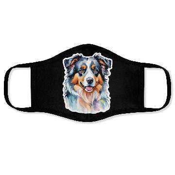 Discover Australian Shepherd Watercolor Face Masks