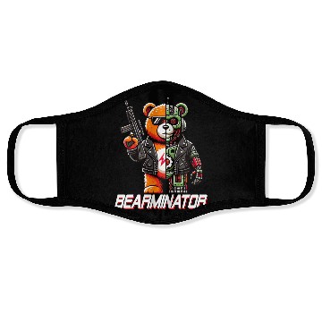 Discover Bearminator Funny Cyborg Teddy Bear Design Face Masks