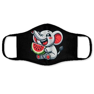 Discover Cute elephant watermelon summer fruit laugh Face Masks