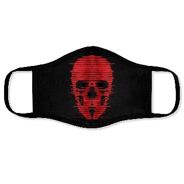 Discover Red Skull Glitch Illustration Face Masks