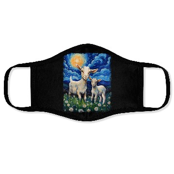 Discover Goats Farm Animals Farmer Starry Night Painting Face Masks
