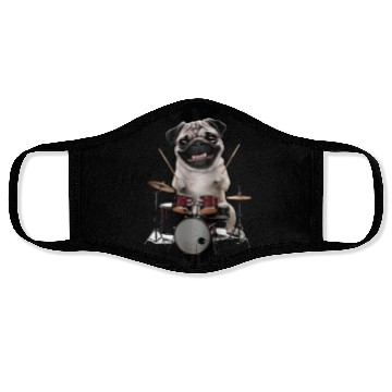 Discover Pug Playing Drums Realistic Face Masks
