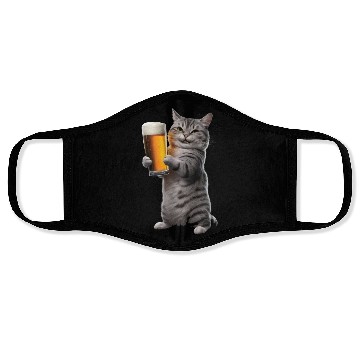 Discover Cat Drinking Beer Realistic Face Masks